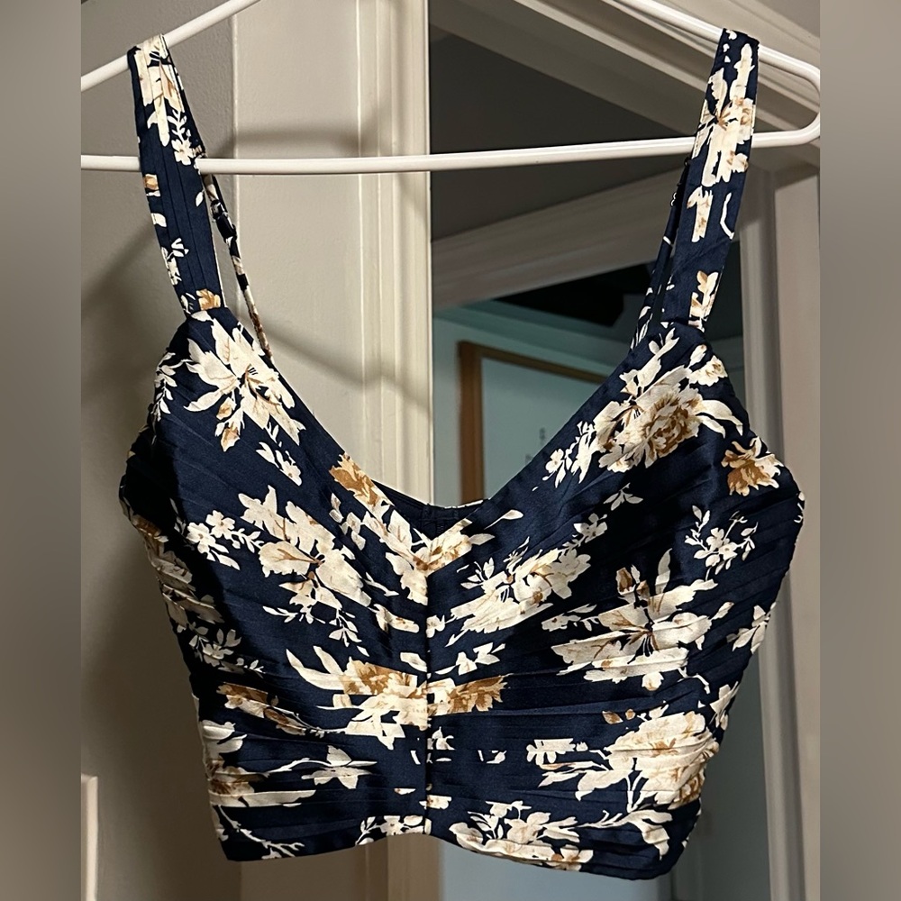 Abercrombie & Fitch Floral Navy Tank Top